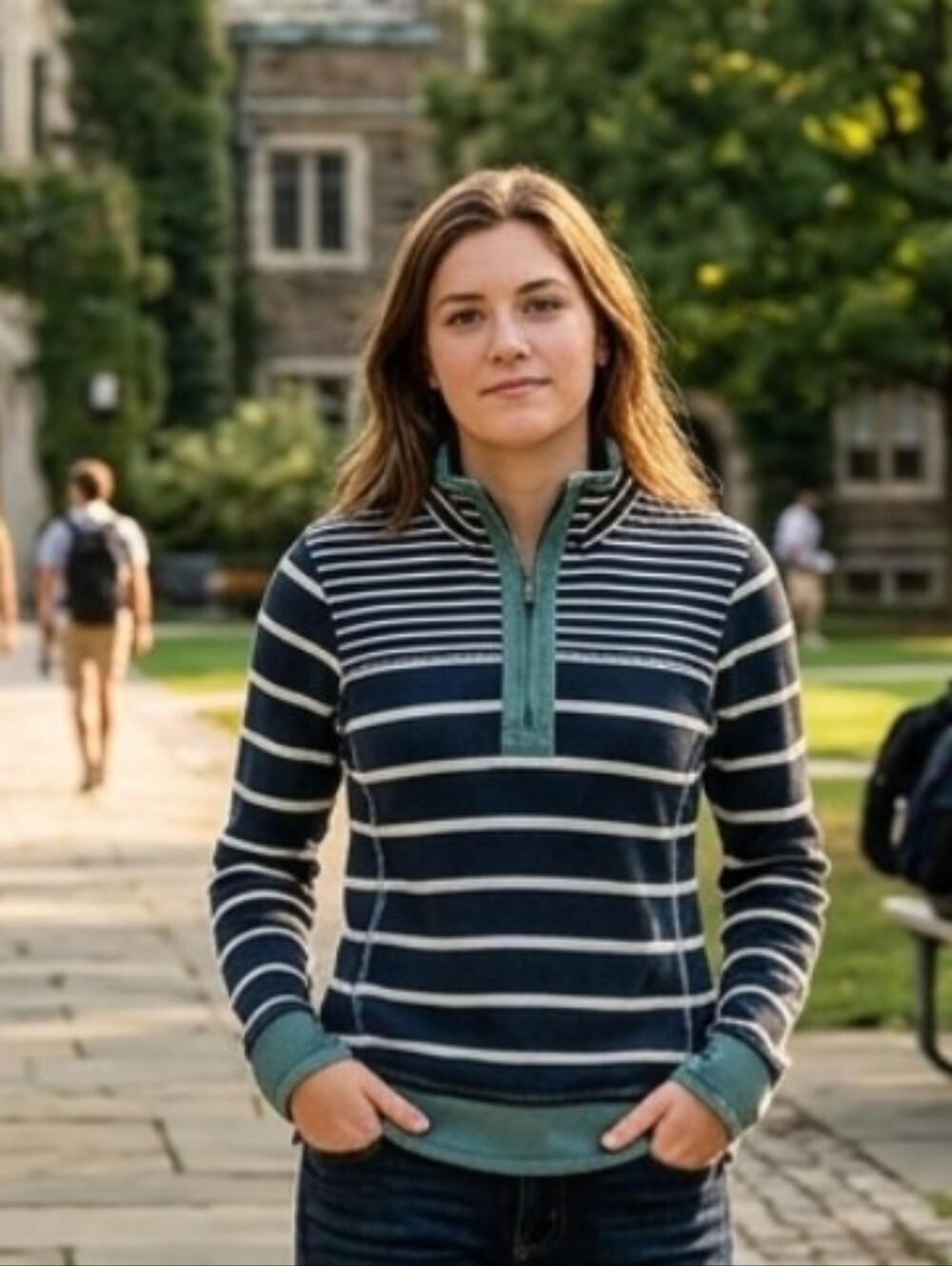 FatFace Women's Pullover "The Airlie" Navy White Stripe Sweater US 4/UK 8 *GUC